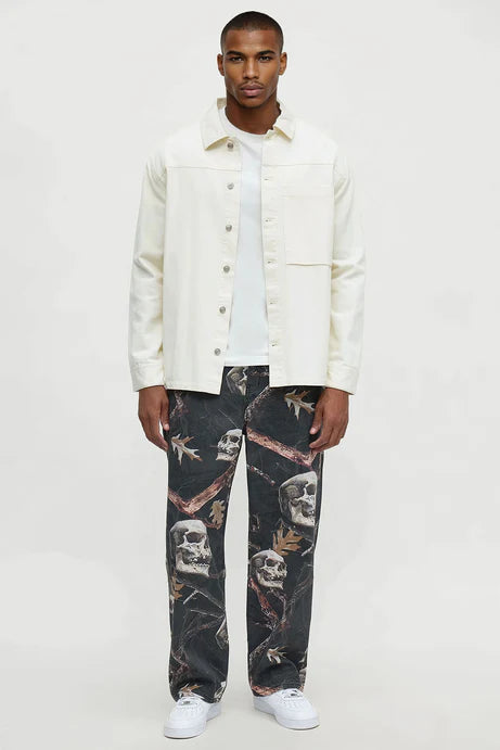 Baggy Skull Leaves Jeans