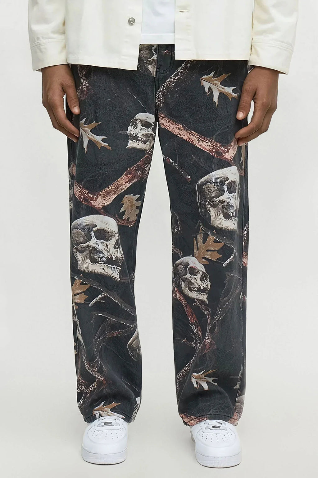 Baggy Skull Leaves Jeans
