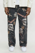 Baggy Skull Leaves Jeans